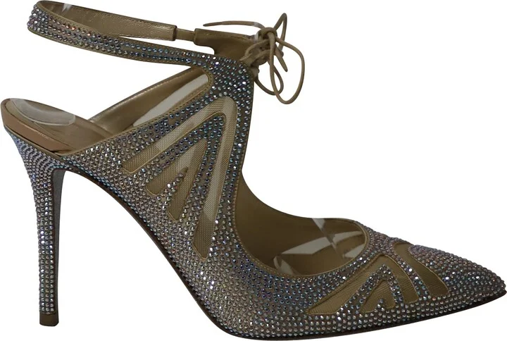 Rene Caovilla Swarovski Embellished Heels in Silver Mesh