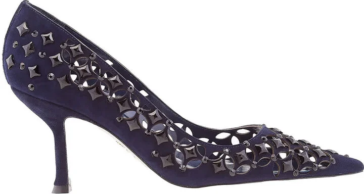 Rene Caovilla Trifora Crystal Suede Pumps