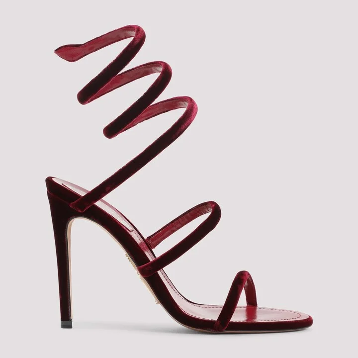 René Caovilla Velvet Snake Sandals - Image 3