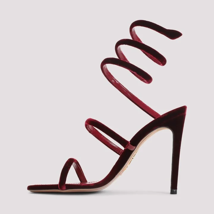 René Caovilla Velvet Snake Sandals - Image 4