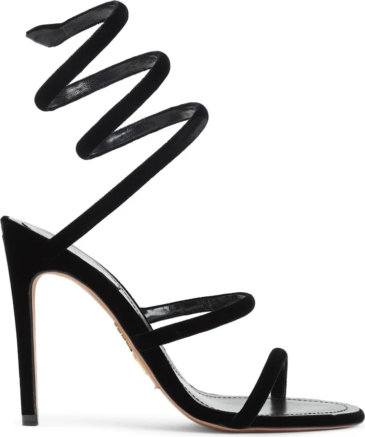 René Caovilla Velvet Snake Sandals - Image 2