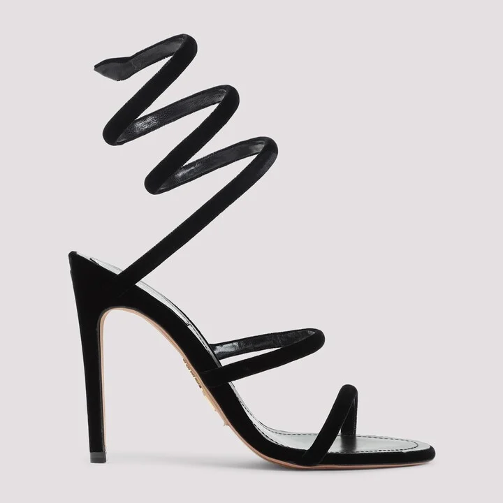 René Caovilla Velvet Snake Sandals - Image 3