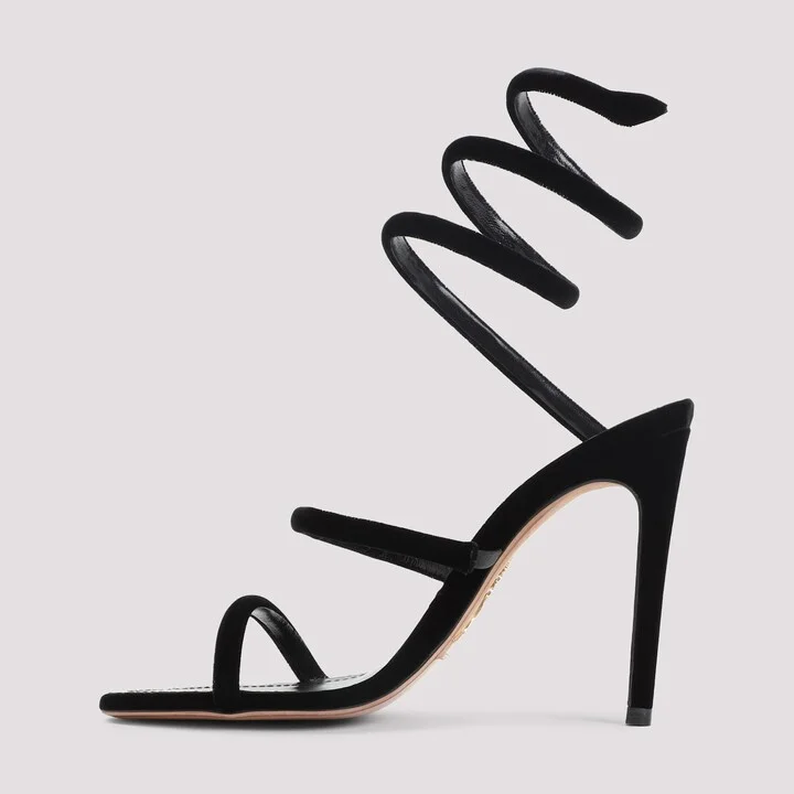 René Caovilla Velvet Snake Sandals - Image 4