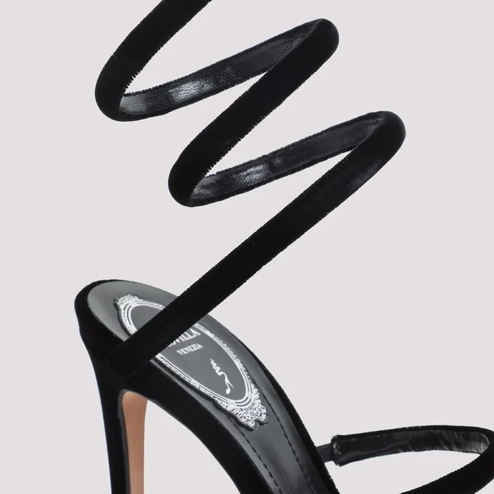 René Caovilla Velvet Snake Sandals - Image 5