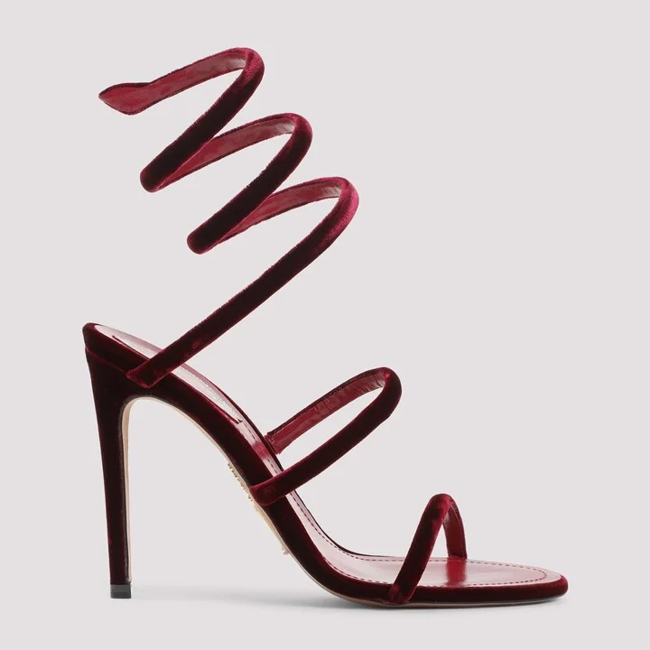René Caovilla Velvet Snake Sandals