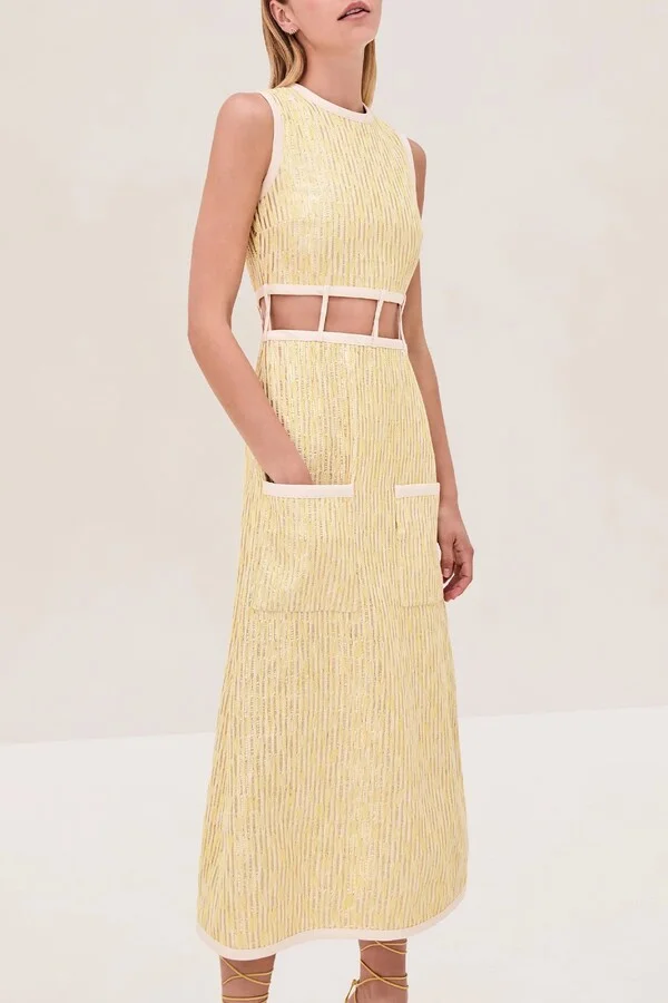 Renee Midi Dress in Gold - Image 3