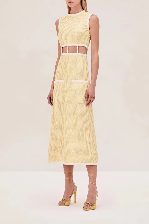 Renee Midi Dress in Gold