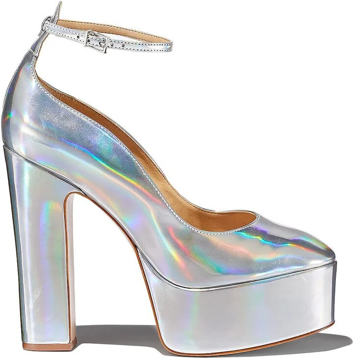 Renee Womens Leather Round Toe Platform Heels