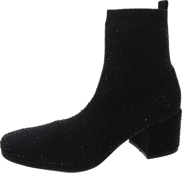 RENEECHELSEA Womens Rhinestone Manmade Ankle Boots