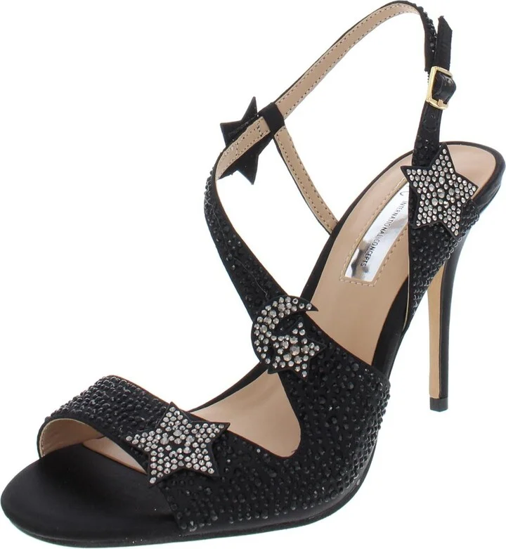 Renita Womens Satin Studded Evening Sandals