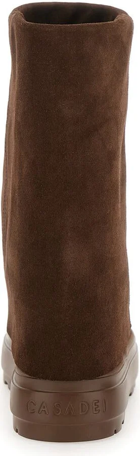 “Renna” Brown Boots With Layered Design In Suede Woman - Image 4