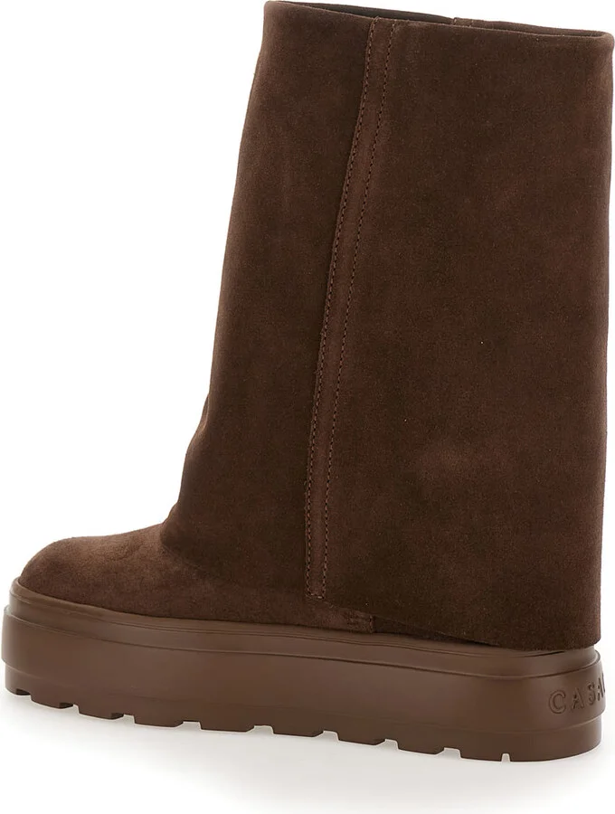 Renna Brown Boots With Layered Design In Suede Woman - Image 3