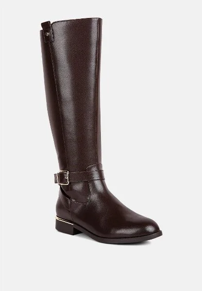 Renny Buckle Strap Embellished Calf Boots Women - Image 2