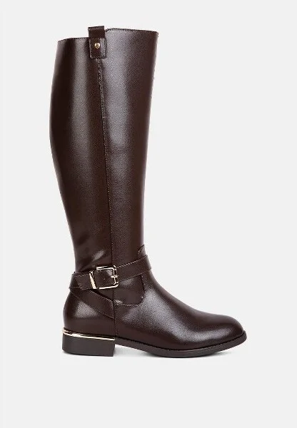 Renny Buckle Strap Embellished Calf Boots Women