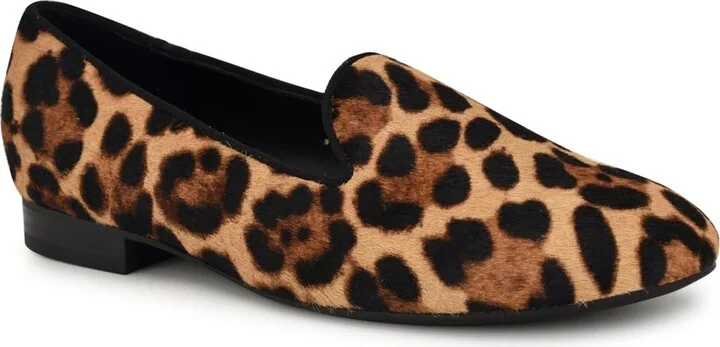 RENOLDCH Womens Animal Print Leather Loafers