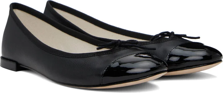 Repetto Black Flora Bi-Material Ballerina Flats - Image 4