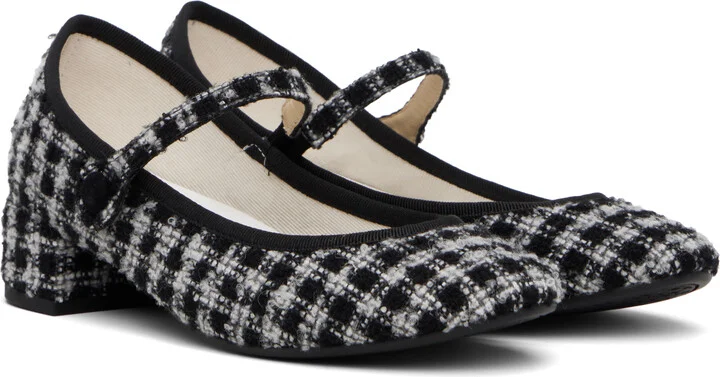 Repetto Black & Gray Rose Mary Jane Heels - Image 4