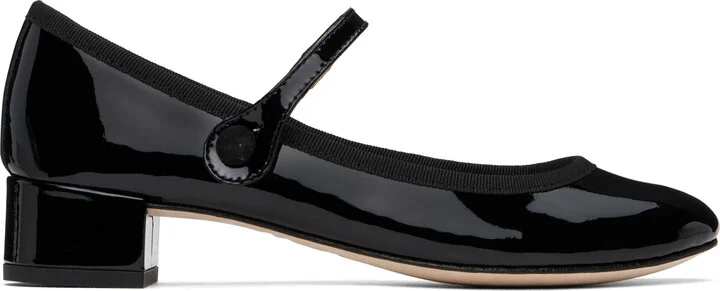 Repetto Black Rose Mary Jane Heels