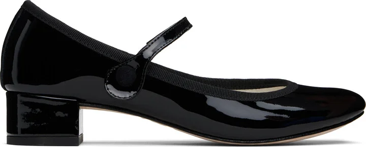 Repetto Black Rose Mary Jane Heels