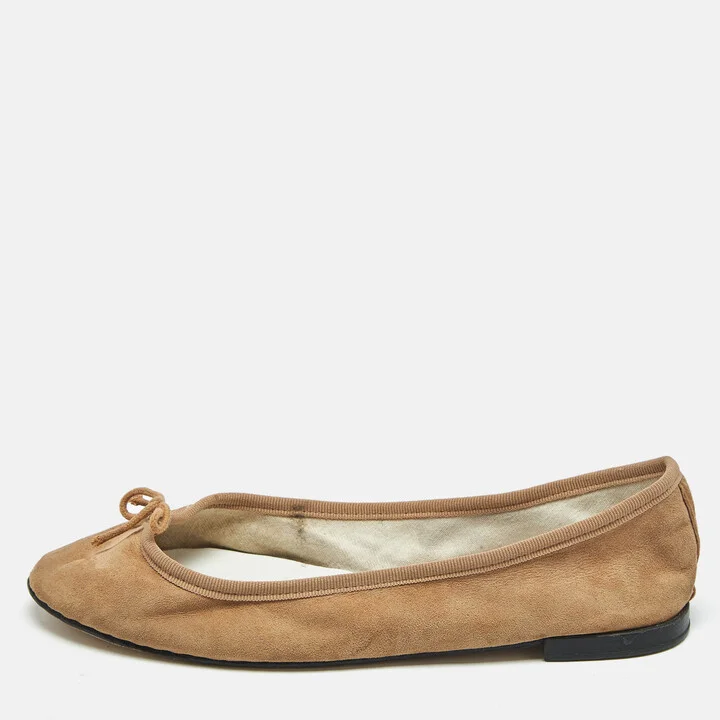 Repetto Brown Suede Bow Ballet Flats Size 37