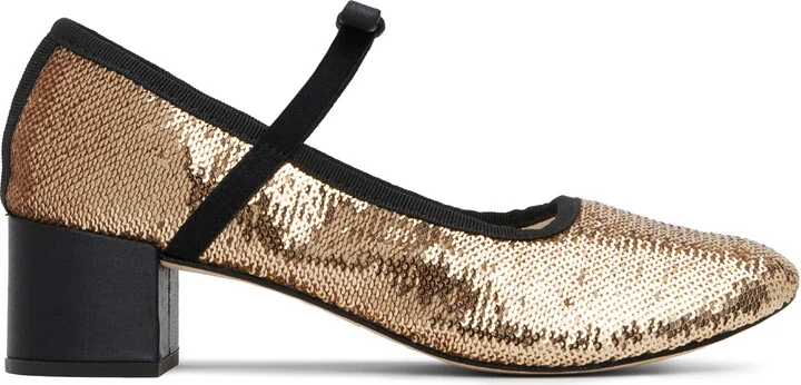Repetto Gold Guillemette Mary-Jane Heels