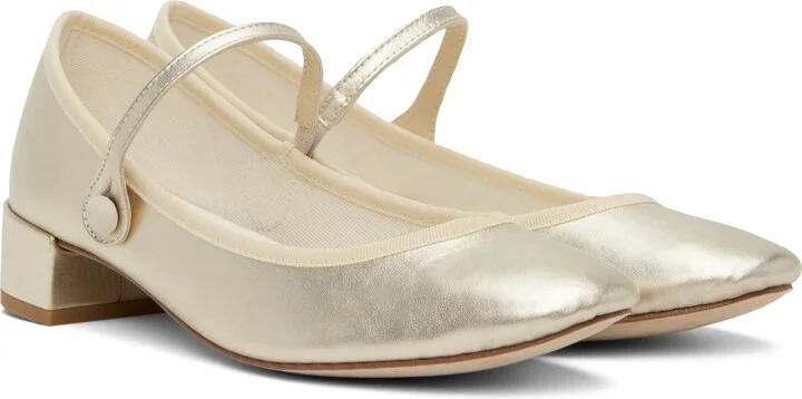 Repetto Gold Rose Mary Jane Heels - Image 4