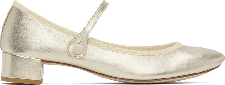 Repetto Gold Rose Mary Jane Heels