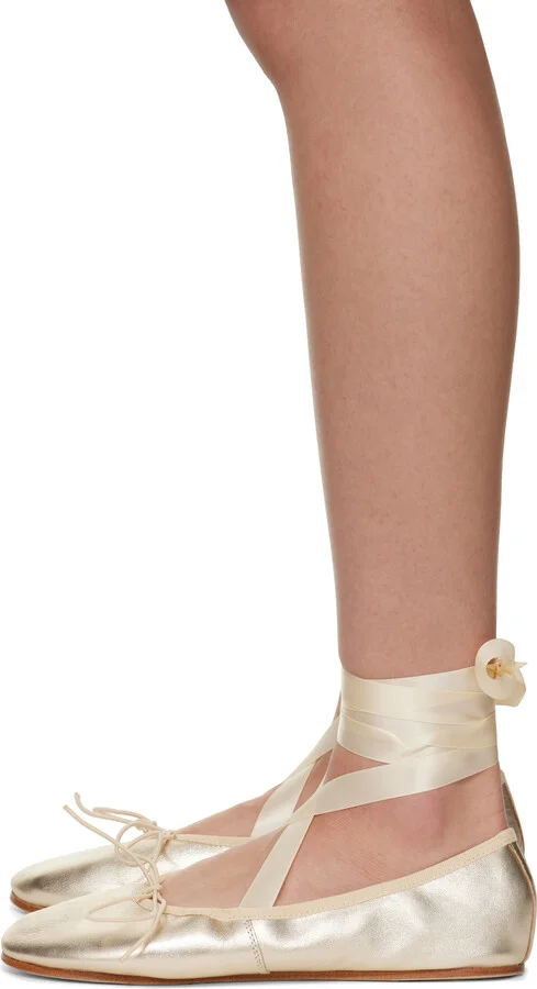 Repetto Gold Sophia Ballerina Flats - Image 3
