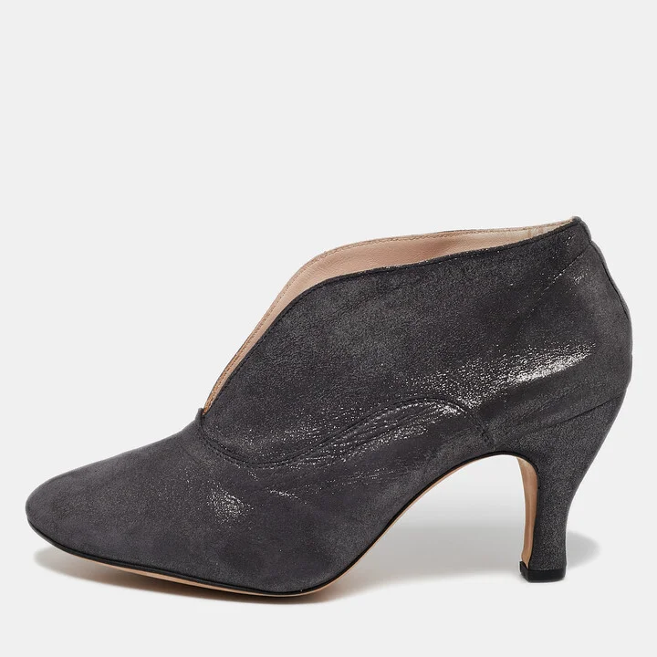 Repetto Metallic Grey Suede Ankle Booties Size 40