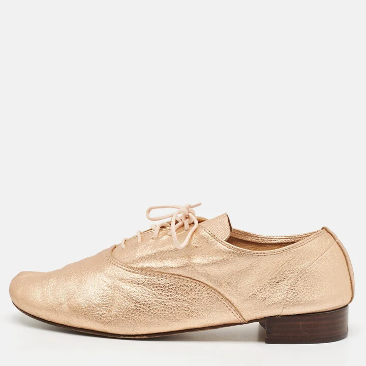 Repetto Metallic Leather Lace Up Oxfords Size 38.5