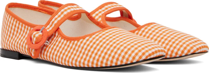 Repetto Orange & White Georgia Mary Jane Ballerina Flats - Image 4