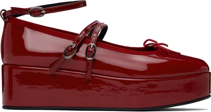 Repetto Red Cendrillon Platform Mary Jane Ballerina Flats
