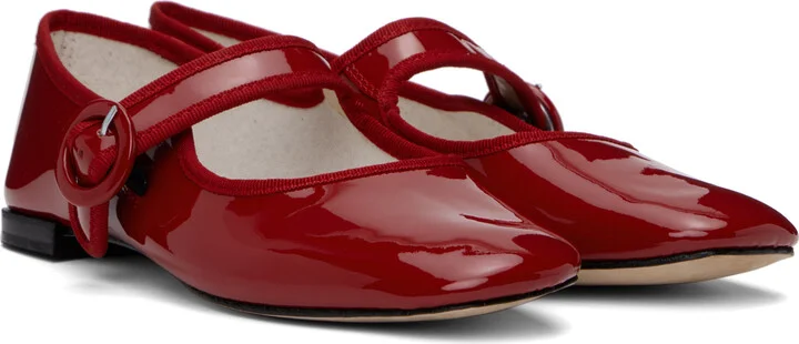 Repetto Red Georgia Square-Toe Mary Jane Ballerina Flats - Image 4