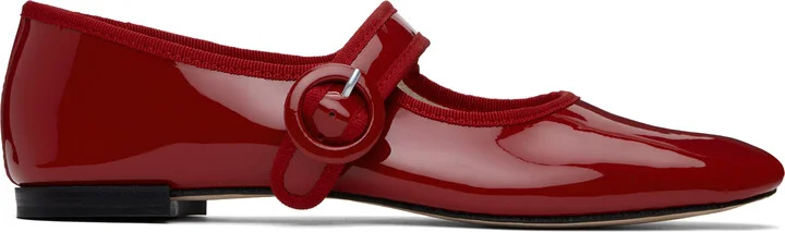 Repetto Red Georgia Square-Toe Mary Jane Ballerina Flats