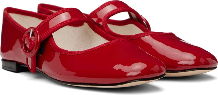 Repetto Red Georgia Square-Toe Mary Janes Ballerina Flats - Image 4