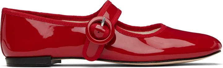 Repetto Red Georgia Square-Toe Mary Janes Ballerina Flats