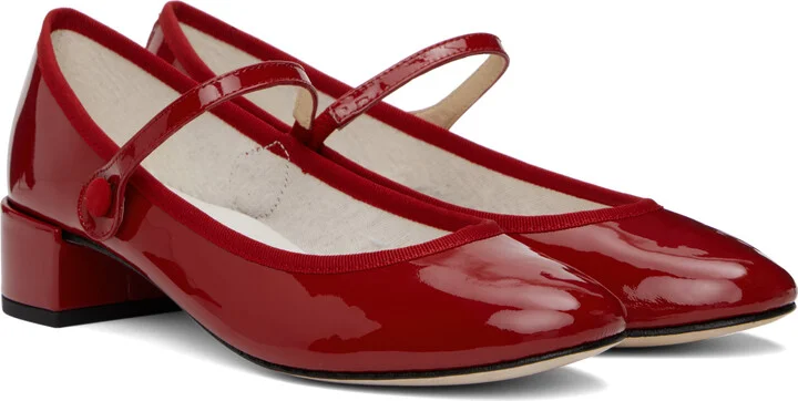 Repetto Red Rose Mary Jane Heels - Image 4
