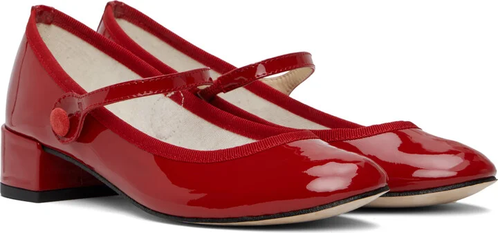 Repetto Red Rose Mary Jane Heels - Image 4