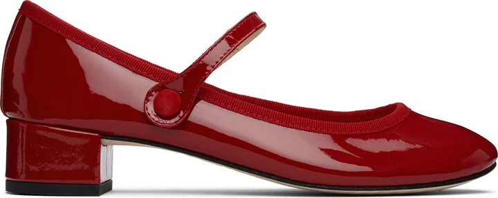 Repetto Red Rose Mary Jane Heels