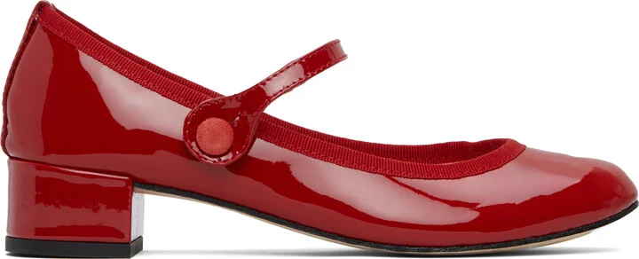 Repetto Red Rose Mary Jane Heels