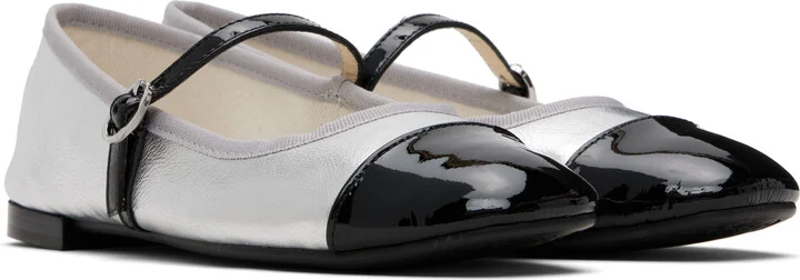 Repetto Silver & Black Georgiana Mary-Jane Ballerina Flats - Image 4