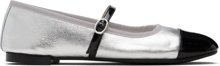 Repetto Silver & Black Georgiana Mary-Jane Ballerina Flats