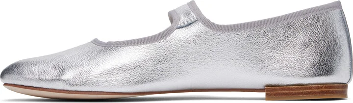 Repetto Silver Georgia Square Toe Mary Jane Ballerina Flats - Image 3