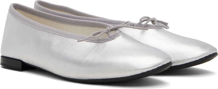 Repetto Silver Lilouh Almond Toe Ballerina Flats - Image 4