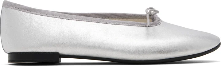 Repetto Silver Lilouh Almond Toe Ballerina Flats