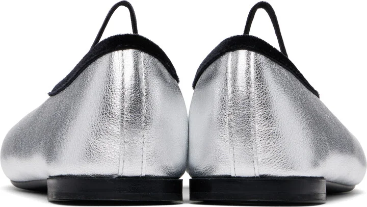 Repetto Silver Lilouh Rubber Sole Mary Jane Ballerina Flats - Image 2