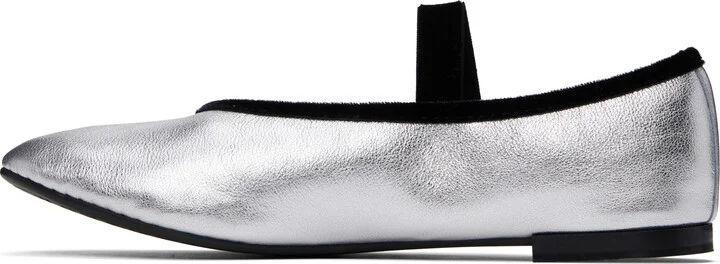 Repetto Silver Lilouh Rubber Sole Mary Jane Ballerina Flats - Image 3