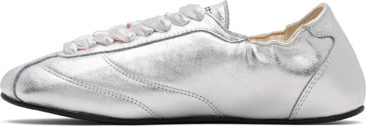 Repetto Silver Silk Tennis Sneakers - Image 3