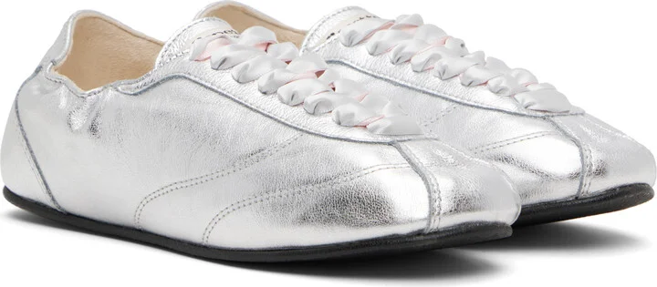 Repetto Silver Silk Tennis Sneakers - Image 4