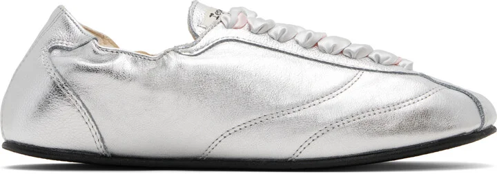 Repetto Silver Silk Tennis Sneakers
